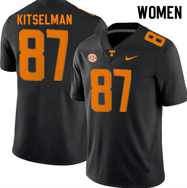 Women #87 Miles Kitselman Tennessee Volunteers College Football Jerseys Stitched-Black